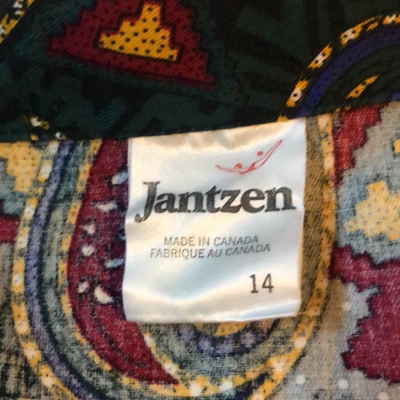 Jantzen vintage made in Canada cotton blouse with unique paisley design 14 - Picture 2 of 5